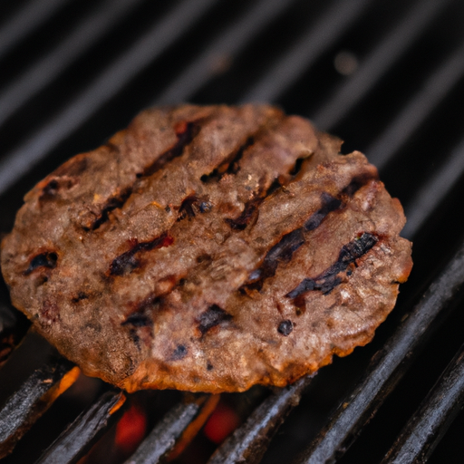 Close-up of a juicy homemade burger patty on a grill